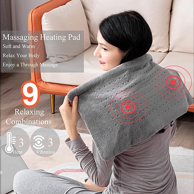 وسادة تدفئة كهربائية لتخفيف آلام الظهر/الكتف/الرقبة/الركبة/الساق والتشنجات والتهاب المفاصل وتسكين آلام الجسم بالكامل، (12 بوصة × 24 بوصة)