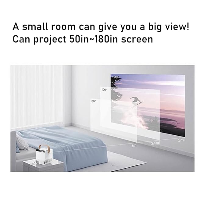 Mini Projector, Outdoor M800 Wireless WiFi Portable Projector Travel Pico Video Projector Compatible with HDMI, USB, Laptop, AV Interfaces .